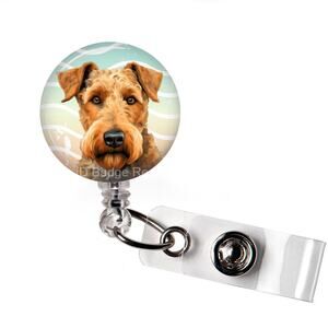 Airedale Terrier Badge Reel * Badge Holder * American Kennel Club * Pedigree *